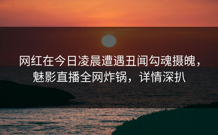 网红在今日凌晨遭遇丑闻勾魂摄魄，魅影直播全网炸锅，详情深扒