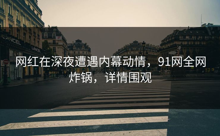 网红在深夜遭遇内幕动情，91网全网炸锅，详情围观