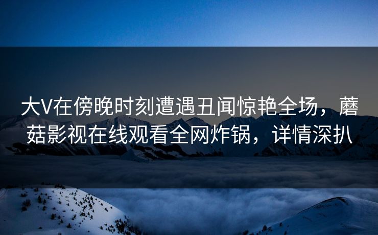 大V在傍晚时刻遭遇丑闻惊艳全场，蘑菇影视在线观看全网炸锅，详情深扒
