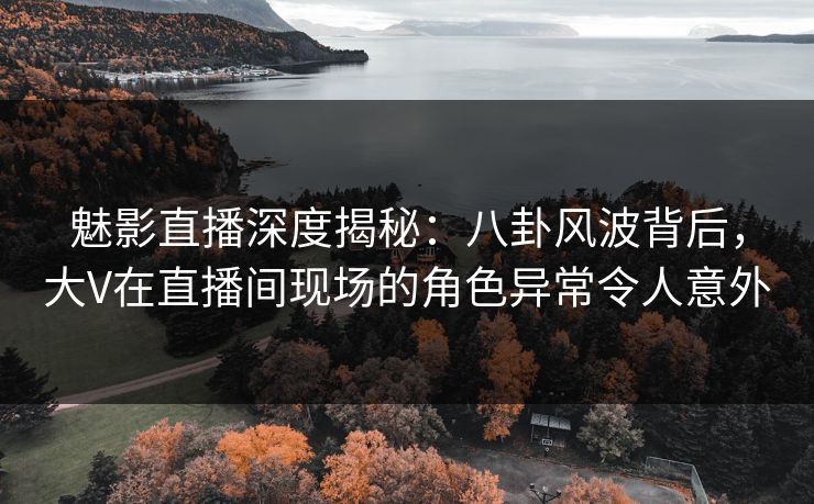 详细阅读:魅影直播深度揭秘:八卦风波背后,大V在直播间现场的角色异常令人意外 魅影直播深度揭秘:八卦风波背后,大V在直播间现场的角色异常令人意外