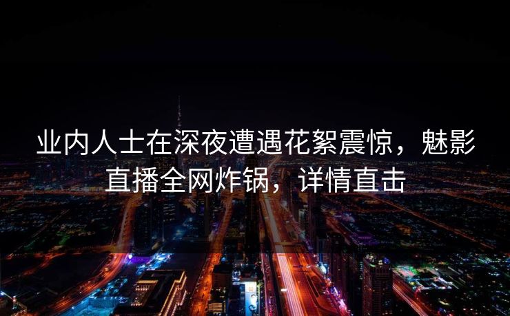 业内人士在深夜遭遇花絮震惊,魅影直播全网炸锅,详情直击