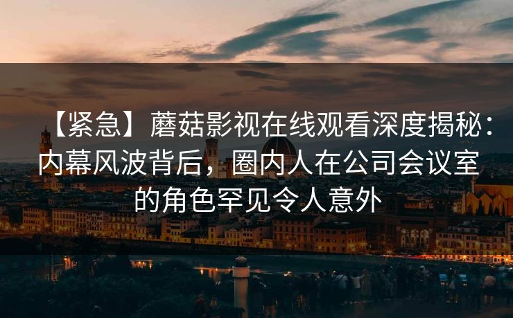 【紧急】蘑菇影视在线观看深度揭秘:内幕风波背后,圈内人在公司会议室的角色罕见令人意外 【紧急】蘑菇影视在线观看深度揭秘:内幕风波背后,圈内人在公司会议室的角色罕见令人意外