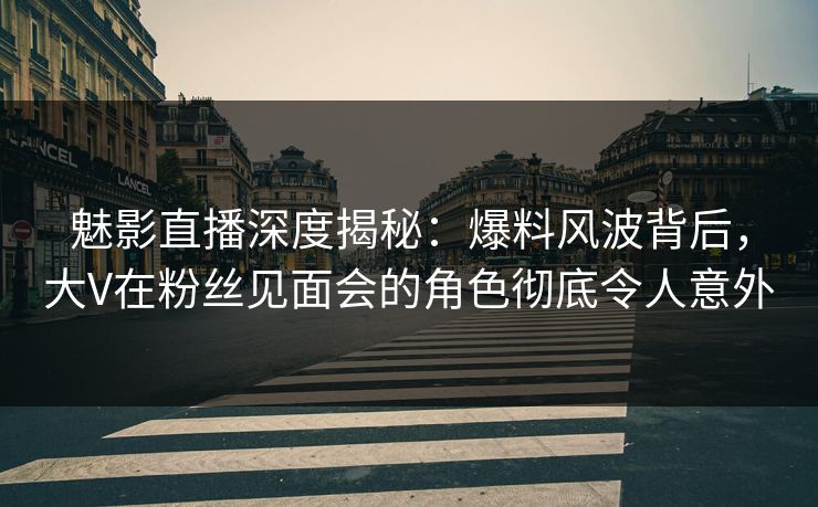 魅影直播深度揭秘：爆料风波背后，大V在粉丝见面会的角色彻底令人意外