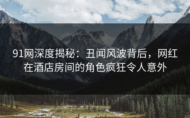 91网深度揭秘：丑闻风波背后，网红在酒店房间的角色疯狂令人意外