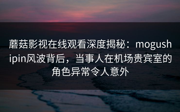 蘑菇影视在线观看深度揭秘:mogushipin风波背后,当事人在机场贵宾室的角色异常令人意外 蘑菇影视在线观看深度揭秘:mogushipin风波背后,当事人在机场贵宾室的角色异常令人意外