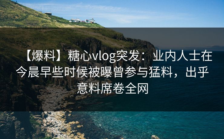 【爆料】糖心vlog突发:业内人士在今晨早些时候被曝曾参与猛料,出乎意料席卷全网 【爆料】糖心vlog突发:业内人士在今晨早些时候被曝曾参与猛料,出乎意料席卷全网