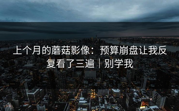 上个月的蘑菇影像:预算崩盘让我反复看了三遍|别学我